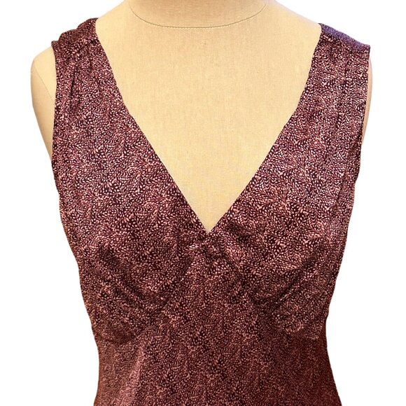 Self Contrast by Anthropologie, Amalia Floral Midi Slip Dress, Maroon, Size S - Picture 3 of 7